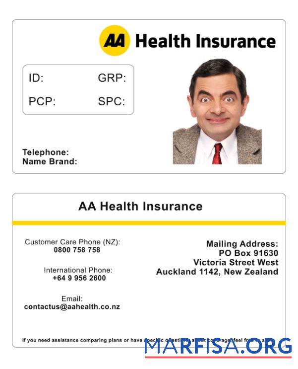 Realistic New Zealand health insurance card template